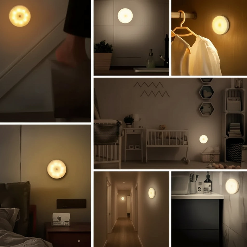 Mini Luz LED Circular Inteligente con Sensor de Movimiento