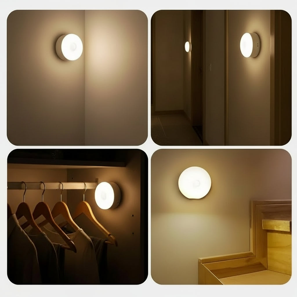 Mini Luz LED Circular Inteligente con Sensor de Movimiento