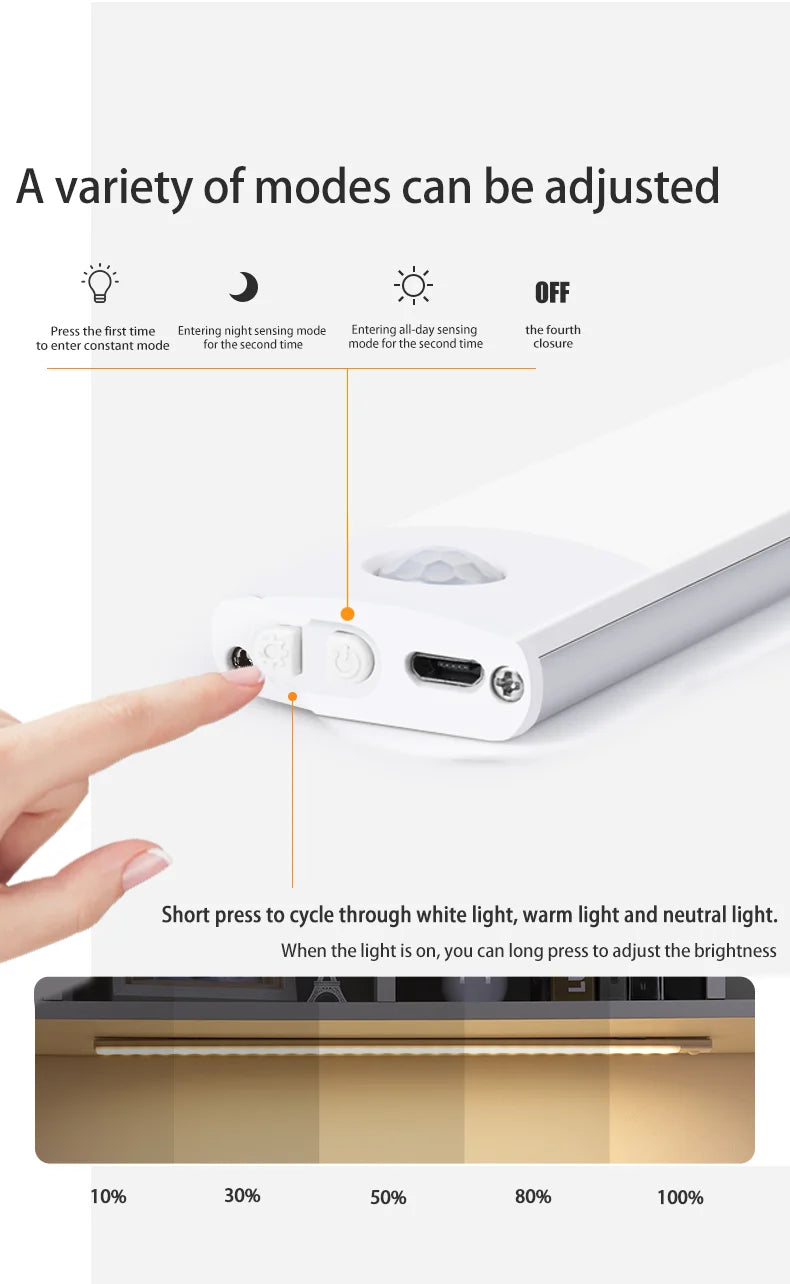 Barra LED Ultrafina de Aluminio con Sensor de Movimiento (Premium)