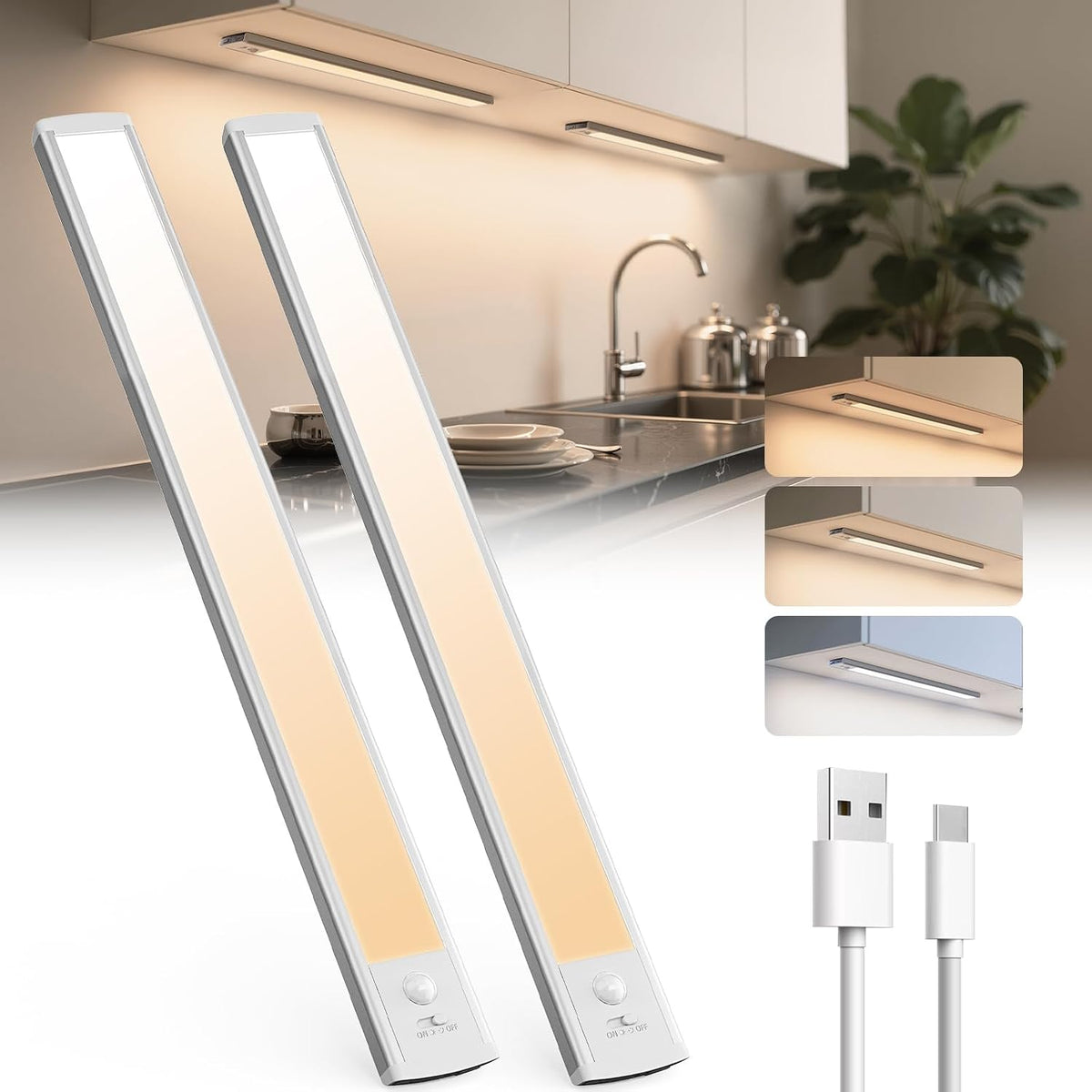 Pack x2 Lámparas LED Magnéticas Inteligentes con Sensor